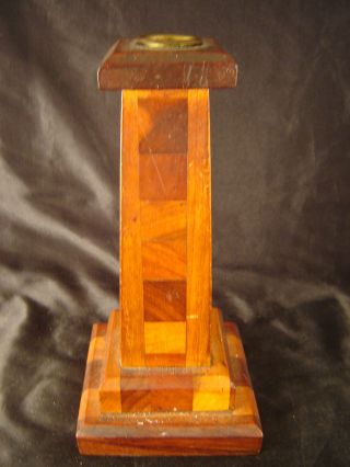 Wooden Candle Holder Hand Made Mission Style Single Tall Candle Dining Table photo