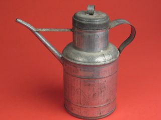 Antique Early American Tin Can Pitcher Filler Tool Primitive Lamp Oil Fluid 6 