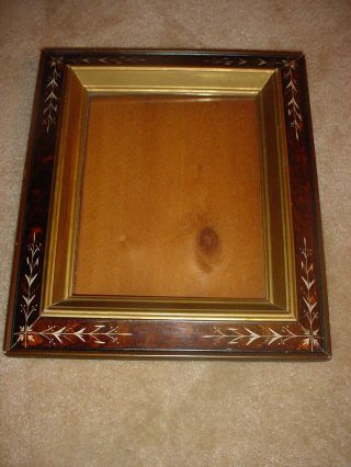 Antique Engraved Eastlake Golden Brown Carved Adamantine Type Wood Frame 8x10 photo