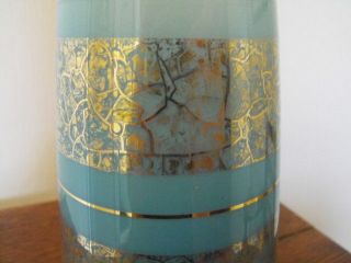 Awesome Mid Century Blue & Gold Decorative Glass Vase - Atomic Age photo