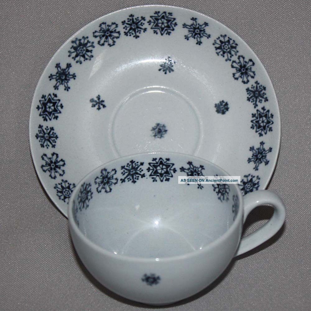 Vintage Arabia Of Finland Snowflake Demitasse Cup & Saucer White & Blue Cups & Saucers photo