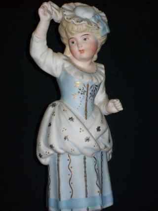 Antique German Bisque Porcelain Piano Baby Girl Doll Dresden Figurine Figure photo