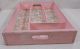 Vintage Wood Pink Tray Organizer Storage Cutlery Shabby Cottage Or Rustic Decor Boxes photo 2