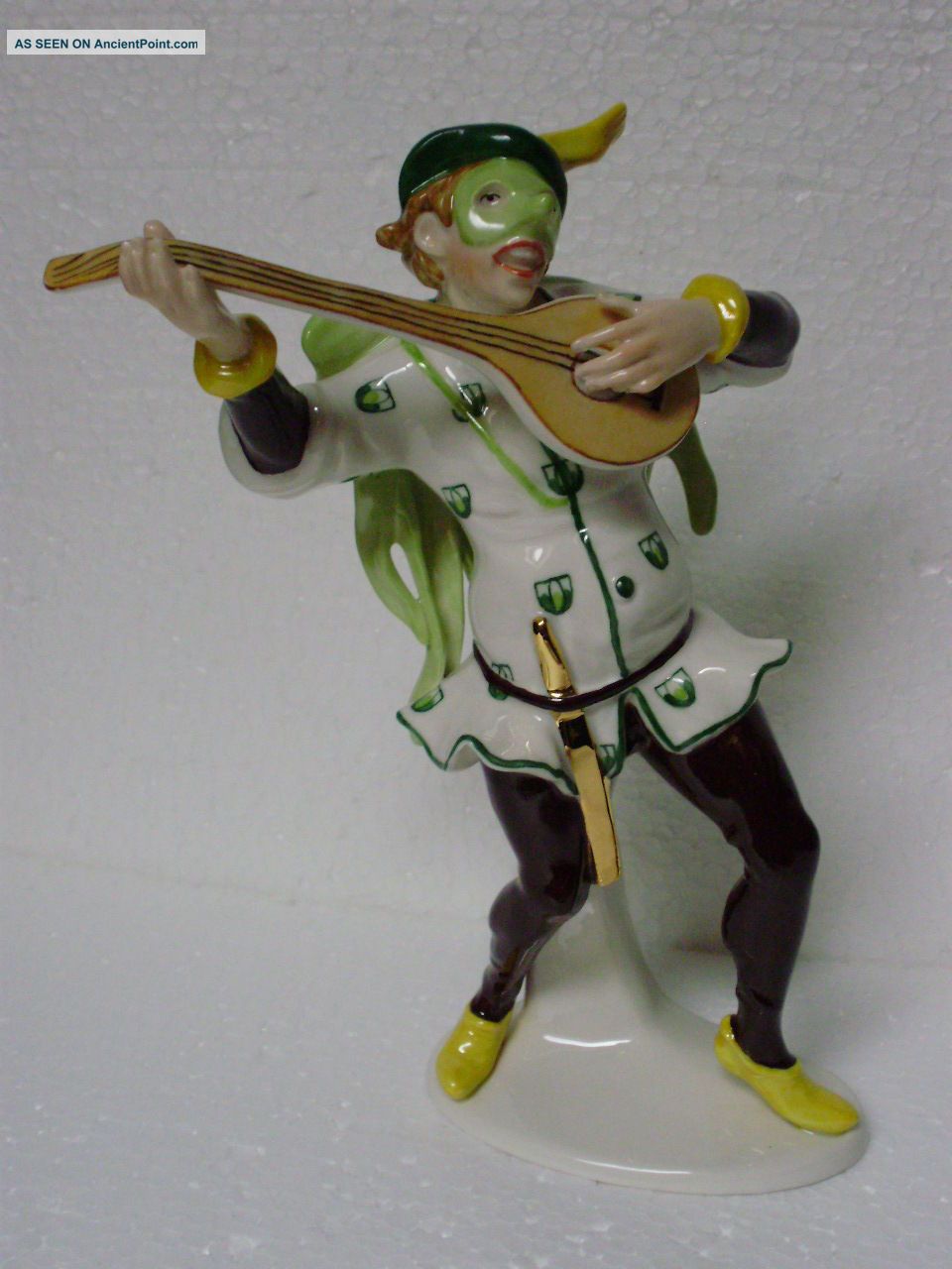 Clown Punch Joker Art Deco Carneval Italien Mask Lute Music Karl Ens Germany Figurines photo
