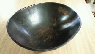 Hand Carved Oblong Wooden Bowl Measures 13 