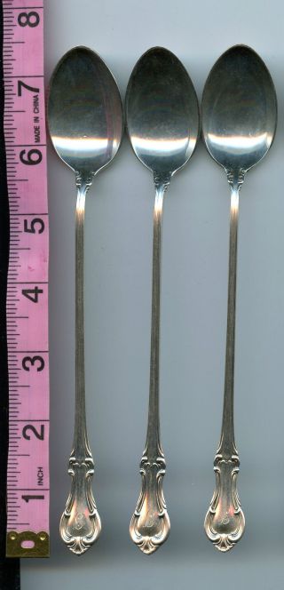 3 Joan Of Arc Iced Tea Spoon Sterling Silver International 7 - 1/2inch Spoons Mono photo
