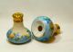 Vintage Salt & Pepper Shakers Porcelain Hand Painted Gold Top Collectible Salt & Pepper Shakers photo 1