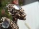 Antique Chinese Sterling Silver & Gems Filigree Double Dragon Bracelet Jewelry Bracelets photo 11