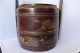 Chinese Maroon Brown Lacquer Gilt 2 Layer Stack Wedding Basket Hand Painted Baskets photo 1