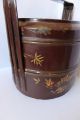Chinese Maroon Brown Lacquer Gilt 2 Layer Stack Wedding Basket Hand Painted Baskets photo 3
