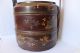 Chinese Maroon Brown Lacquer Gilt 2 Layer Stack Wedding Basket Hand Painted Baskets photo 5