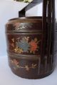 Chinese Maroon Brown Lacquer Gilt 2 Layer Stack Wedding Basket Hand Painted Baskets photo 6