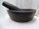 221 Antique Indian Black Stone Marble Tribal Spices Grinder Mortar Pestle Kharal India photo 2