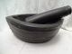 221 Antique Indian Black Stone Marble Tribal Spices Grinder Mortar Pestle Kharal India photo 4