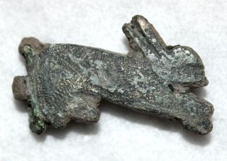 Ancient Gallo Roman Bronze Zoomorphic Rabbit Fibula,  Brooch 100 - 200 Ad photo