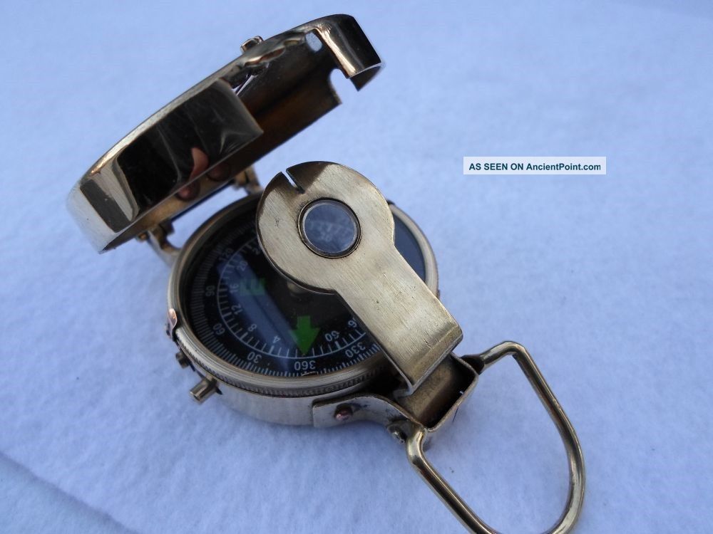 Brass Military Compass Nautical - Camping - Hiking Compasses photo