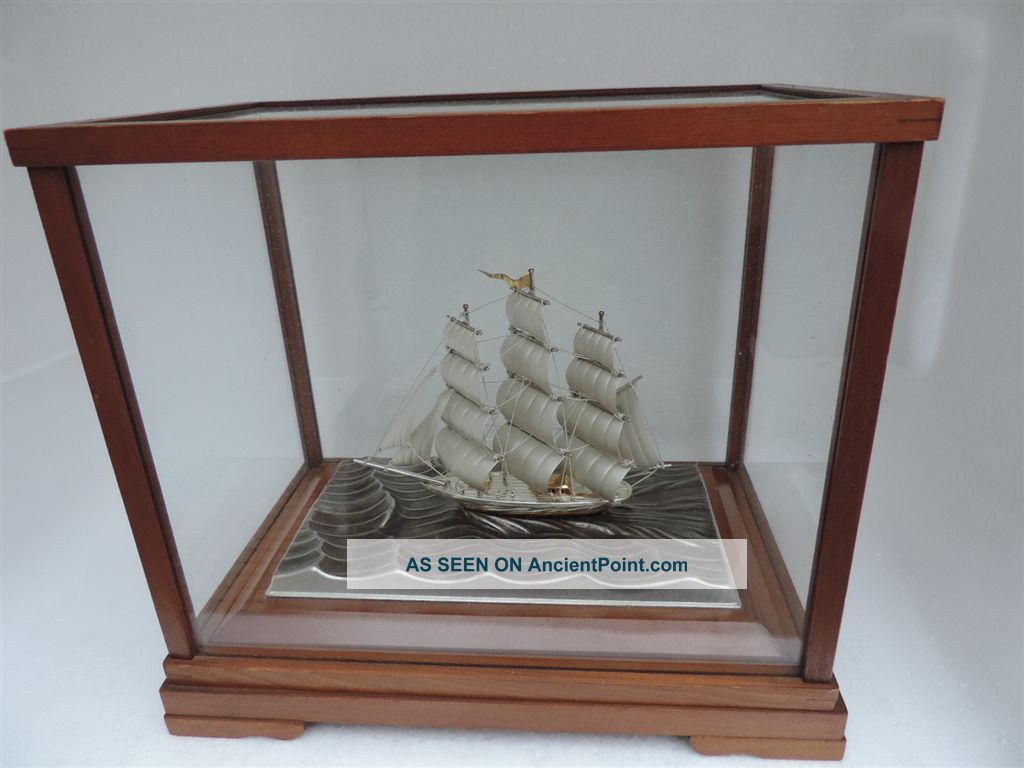 Spectacular Three Masted Signed Solid Sterling Silver 985 Sail Boat Yacht Ship Other photo