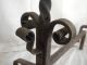 Antique Wrought Forged Iron Andirons,  Arts & Crafts Era,  Blacksmith Handmade C1900 Hearth Ware photo 10