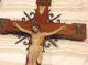 Large Spanish Or German Wrought Iron And Wood Wall Crucifix Latin American photo 1
