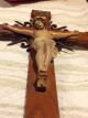 Large Spanish Or German Wrought Iron And Wood Wall Crucifix Latin American photo 2