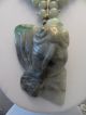 Vintage Antique Jade Jadeite Bead Necklace Large Carved Fish Pendent Enamel Necklaces & Pendants photo 1