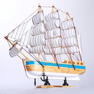 11” Handmade Model Ship Marine Beach Nautical Decor Wood Handcrafted Sailboat B photo