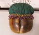 Antique Victorian Hat Stick Pin Cushion Split Hoof Collection Brass Floral Pin Cushions photo 2