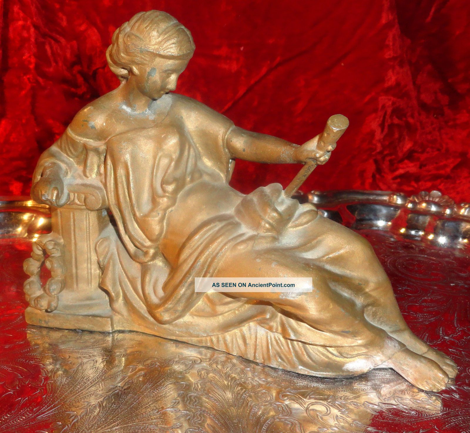 Antique Cast Iron Goddess Statue Sculpture Shipwreck Roman Greek 986 A.  D. Metalware photo