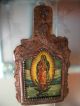 Antique Mexico Religious Icon Tooled Tin Wood Retablo Virgin Virgen De Guadalupe Latin American photo 3