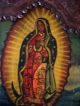 Antique Mexico Religious Icon Tooled Tin Wood Retablo Virgin Virgen De Guadalupe Latin American photo 4