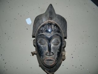 And Rare African Art,  Tribal Art,  Baule Wood Carved Mask photo
