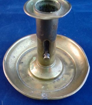 Early 18th Century Brass Working Push - Up Chamberstick Candle Holder 1780 - 1820 photo