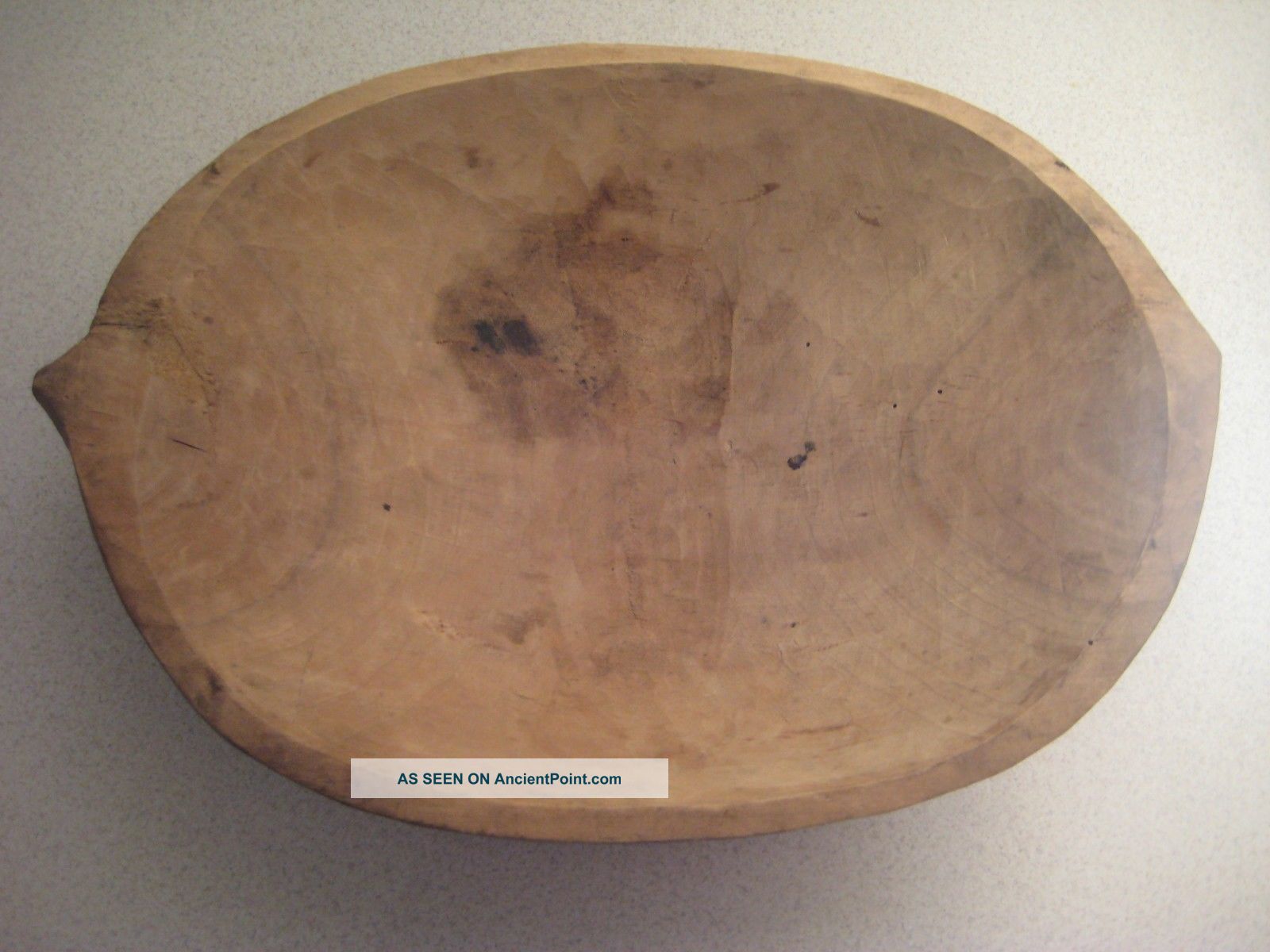 Antique Primitive Wooden Bowl Rustic Collectible Home Decor 14x10x3 Inches Primitives photo