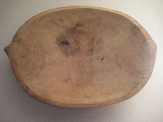 Antique Primitive Wooden Bowl Rustic Collectible Home Decor 14x10x3 Inches photo