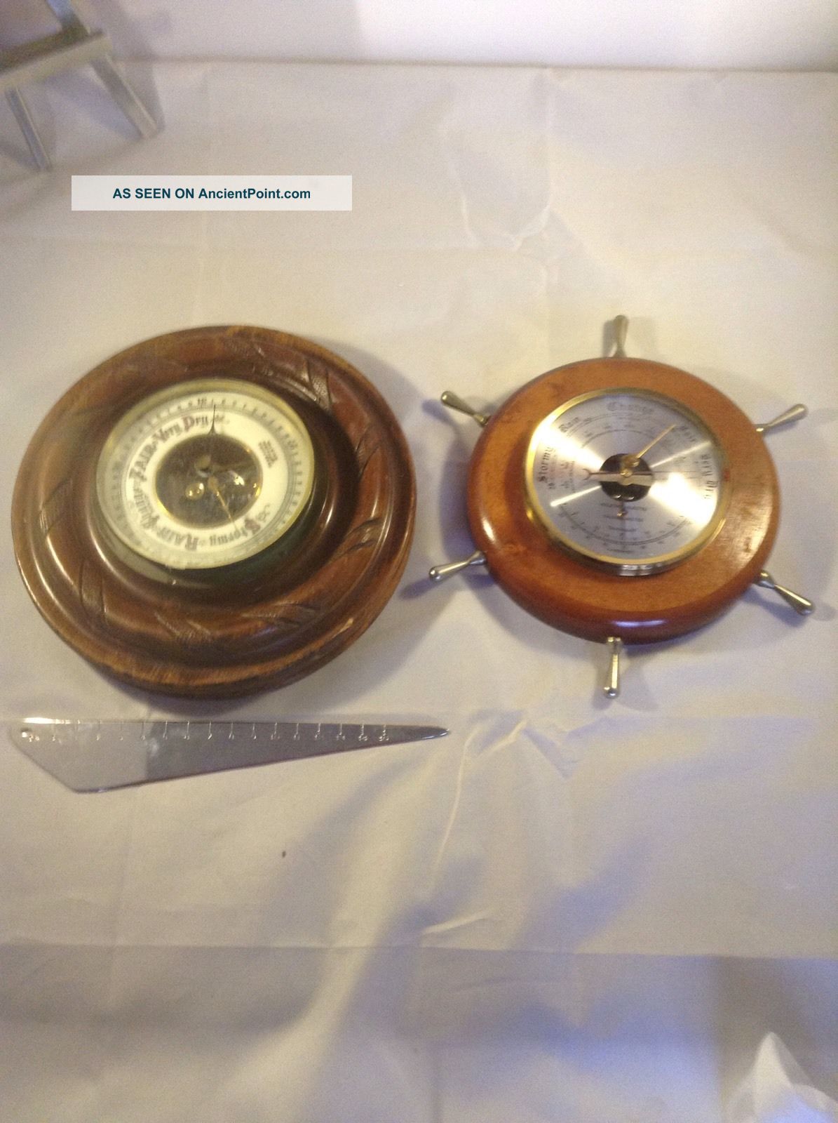 Two Wonderful Wooden Barometers Other photo