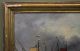 Small Antique Sgnd Weber Sailboat Ship Harbor Maritime Seascape Oil Painting Other photo 7