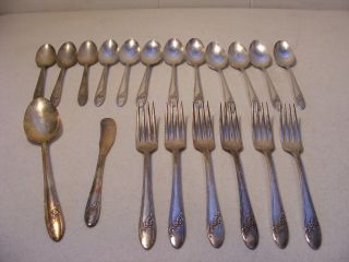 Oneida Community Tudor Silver Plate Queen Bess Of 20 Pieces photo