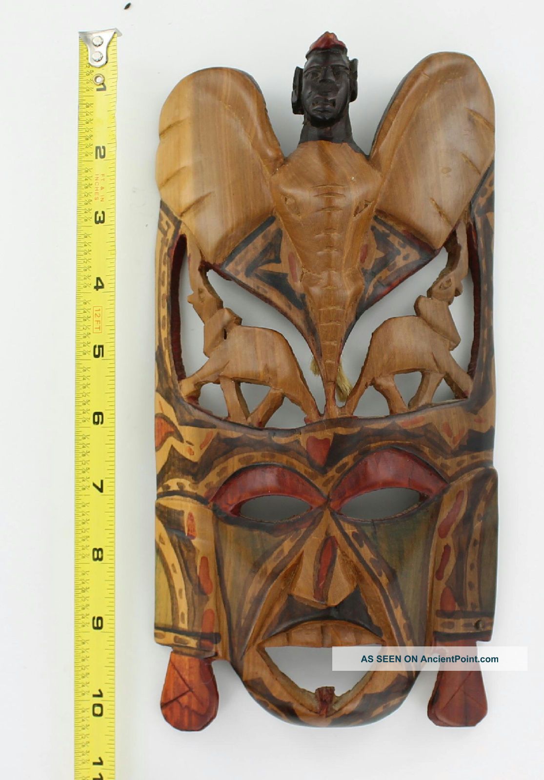 Carved Wood Tribal African Mask Wall Hanging Art Decor 2 Masks photo