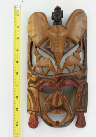 Carved Wood Tribal African Mask Wall Hanging Art Decor 2 photo