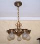 677 Vintage 20s 30s Ceiling Light Lamp Fixture Art Nouveau Polychrome Chandelier Chandeliers, Fixtures, Sconces photo 8