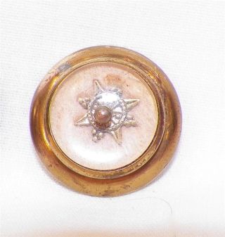 2 Antique Peach Wool Glass & Brass Buttons Compass Design Victorian Collectors photo
