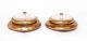 2 Antique Peach Wool Glass & Brass Buttons Compass Design Victorian Collectors Buttons photo 3