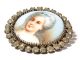 Rare Antique C19th Porcelain Portrait Crystal Rhinestone Button Buttons photo 1