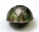 Antique Leo Popper Glass Button Green Orang E Silver On Cream Dome Buttons photo 1