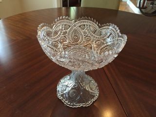Antique Glass Crystal Punch Fruit Bowl Compote Centerpiece 2 Piece photo