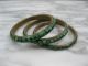 Of 3 Mid Century Brass & Tessellated Green Bone Inlay Bangle Bracelets Bracelets photo 6