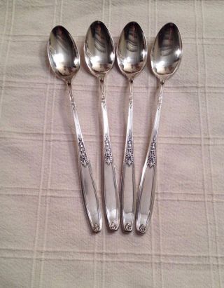 1847 Rogers Bros Silverplate Iced Tea Spoons In Ambassador 1919 photo
