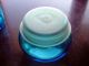Set Of 3 Vintage Blue Art Deco Glass Apothecary Bottle Jars W/ball Lids Bottles & Jars photo 5