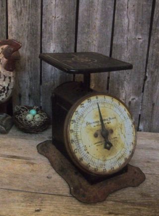 Antique 1907 Primitive Rustic Kitchen Scale Country Farm Works photo