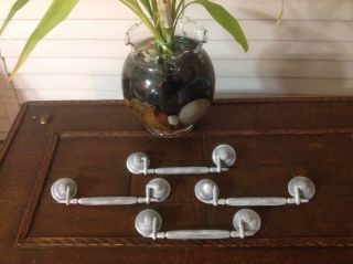 380 Vtg Swing Pulls With Back Plates In White Wash Set Of 4 photo